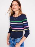 Boden Ella Stripe Long Sleeve Top, Navy/Multi