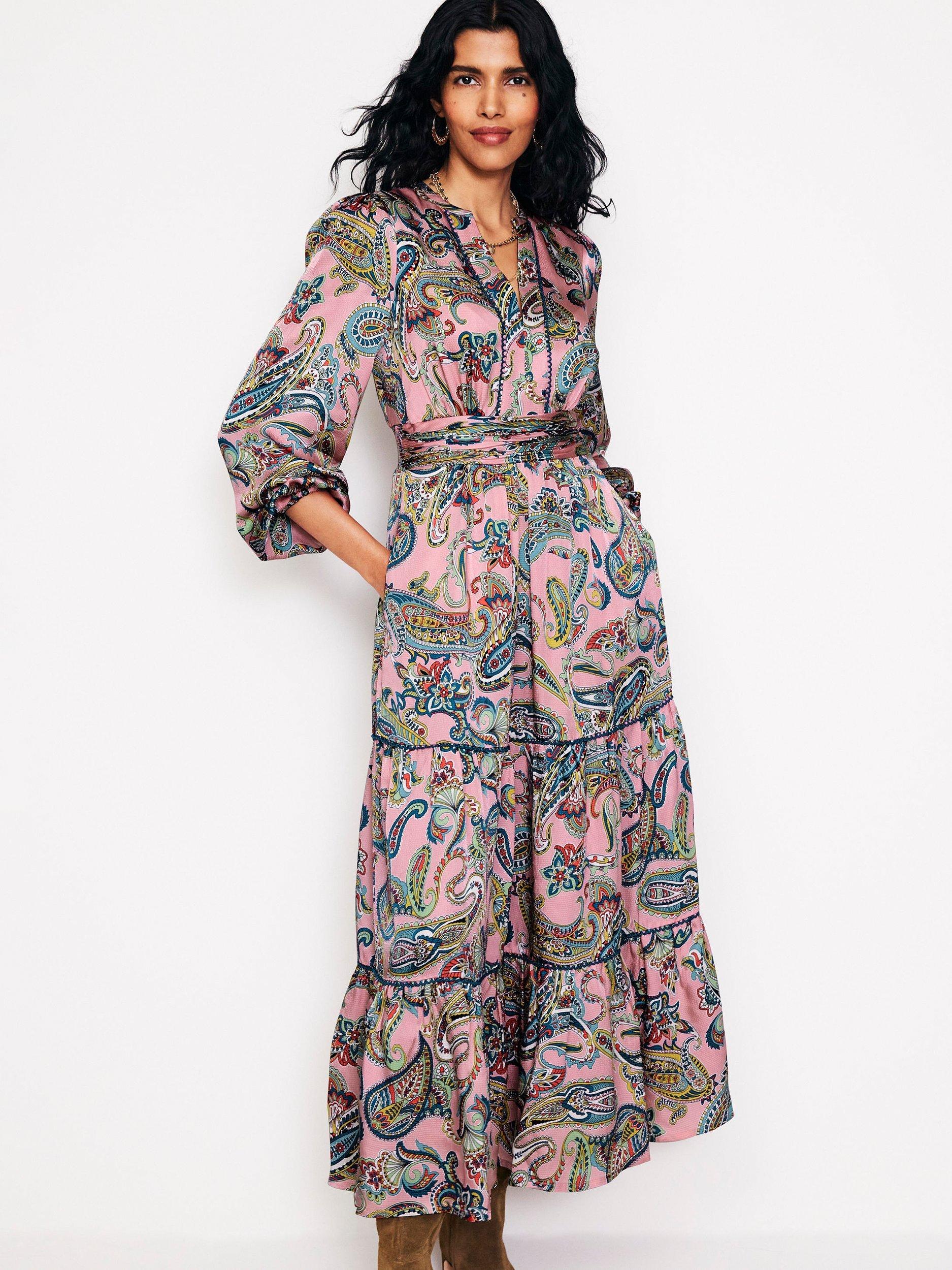 Boden Pippa Satin Maxi Dress, Pink