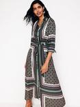 Boden Scarf Print Shirt Dress, Green/Multi