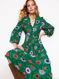 Boden Zoe Trim Detail Floral Dress, Emerald/Multi