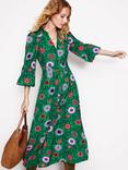 Boden Zoe Trim Detail Floral Dress, Emerald/Multi