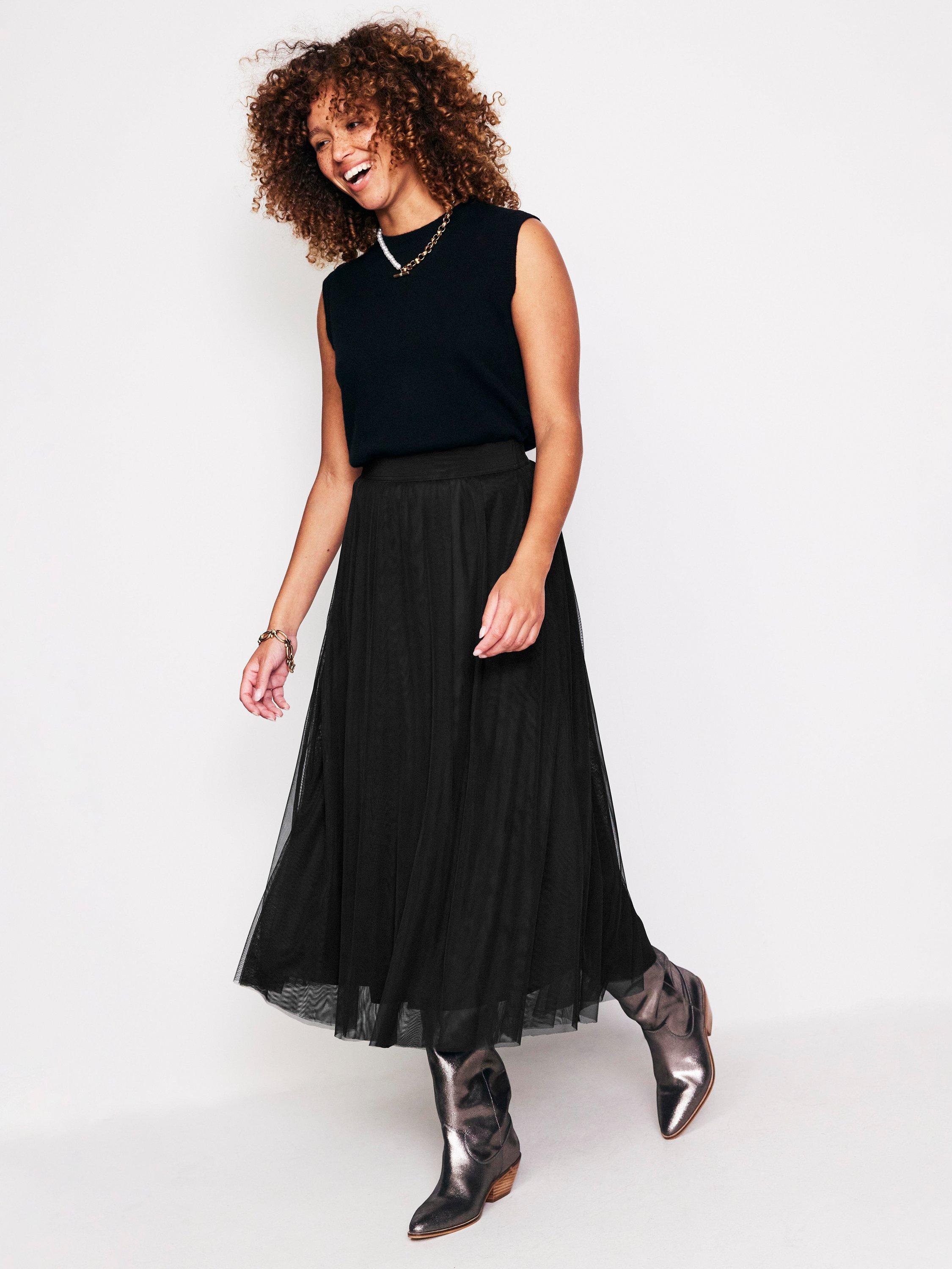Boden Isabella Tulle Midi Skirt, Black