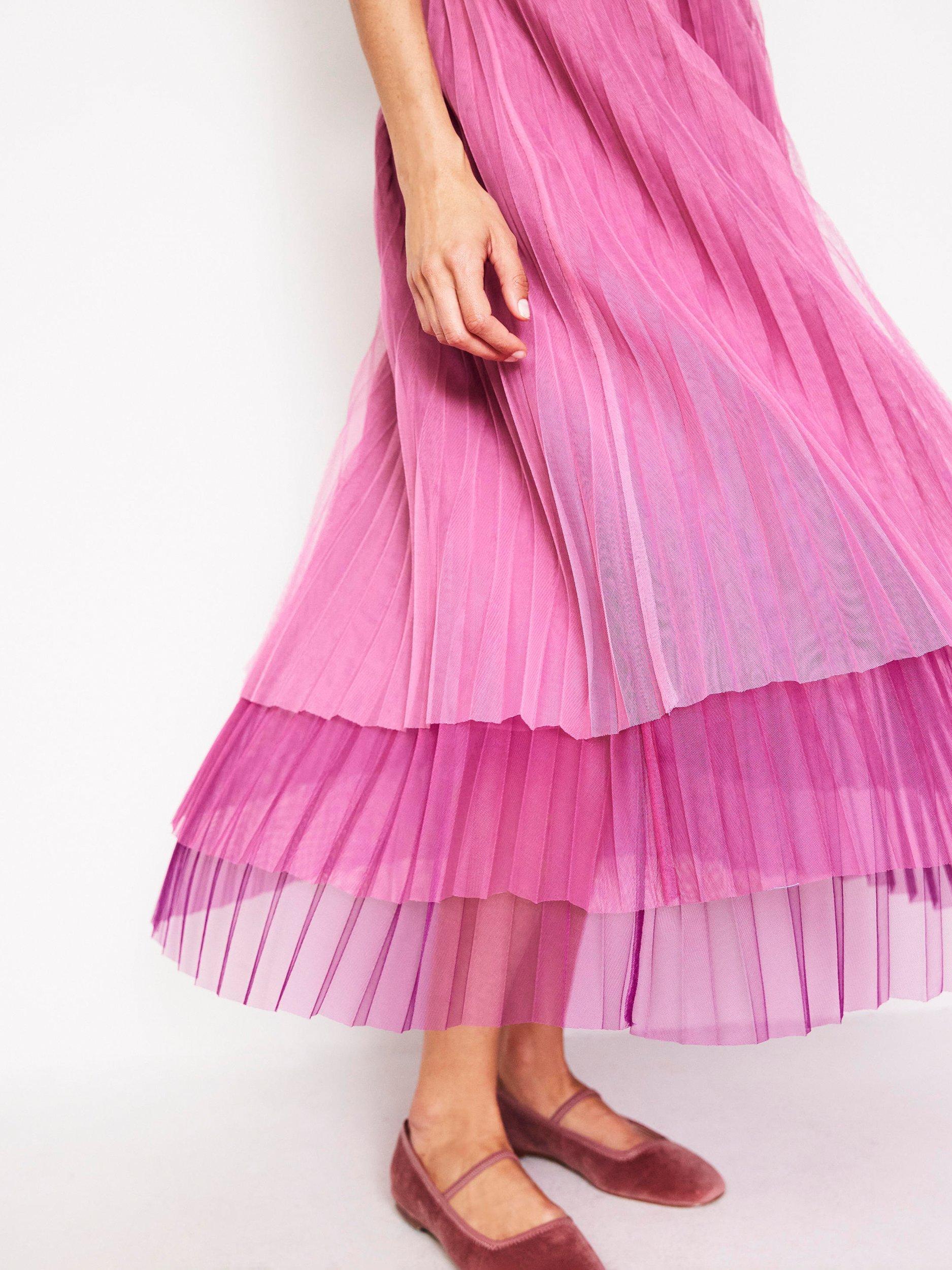 Boden Tulle Tiered Maxi Skirt Pink