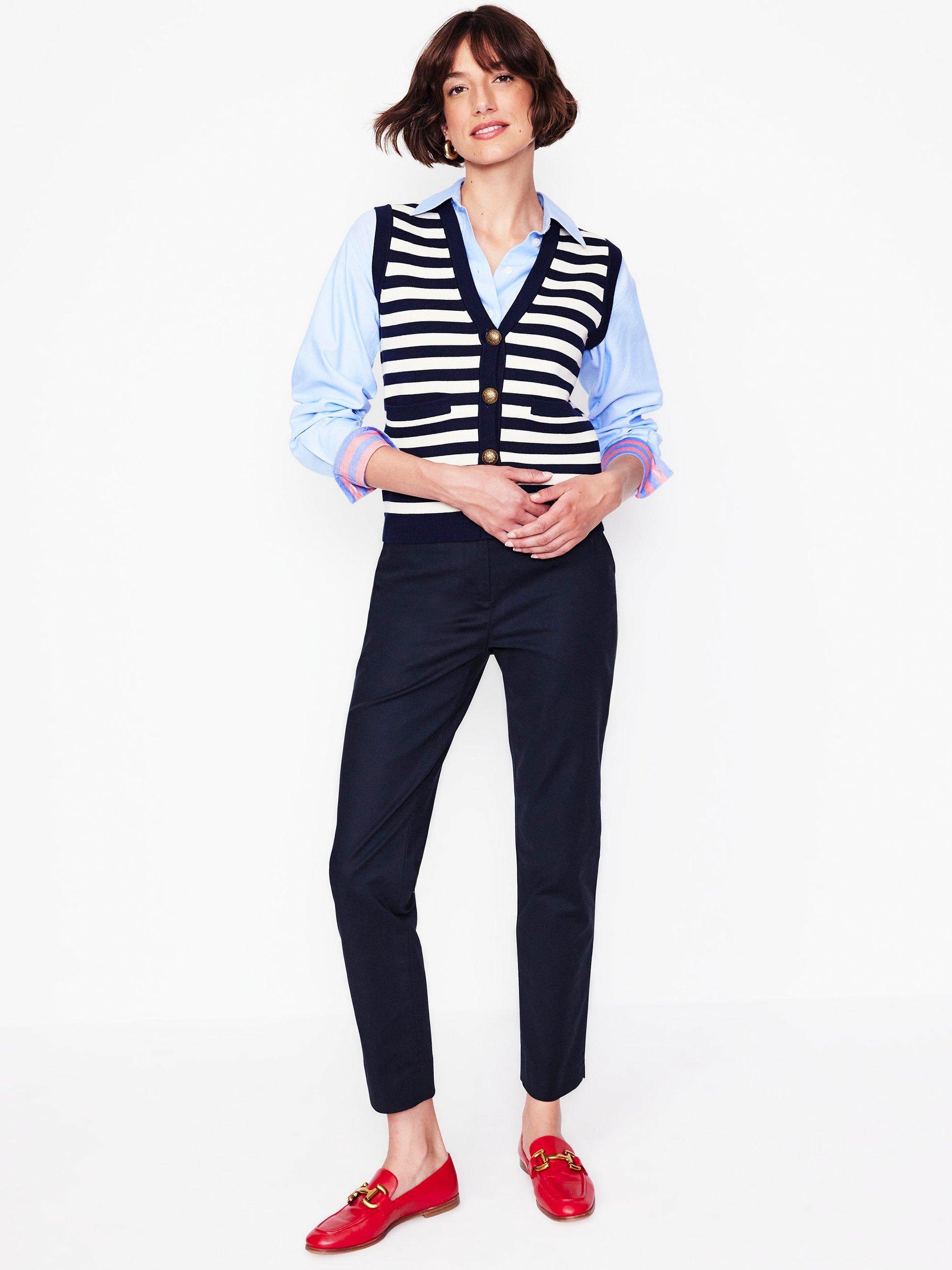 Product image 1 of 3, which shows Boden Mayfair 7/8 Trousers, Navy, 18