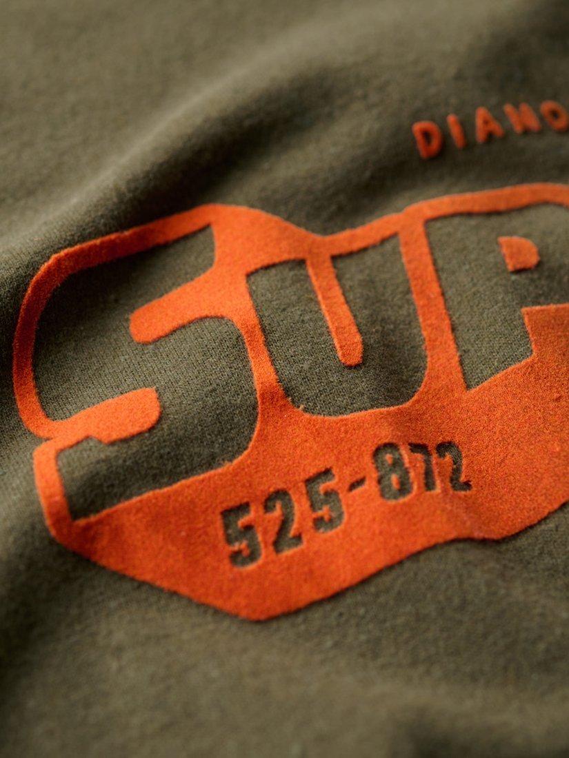 Product image 6 of 6, which shows Superdry Flocked Fade Graphic T-Shirt, Khaki Green Marl, S