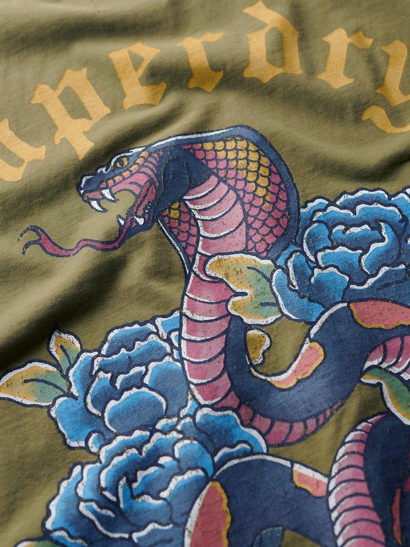 Product image 5 of 5, which shows Superdry Tattoo Graphic T-Shirt, Khaki Olive, S