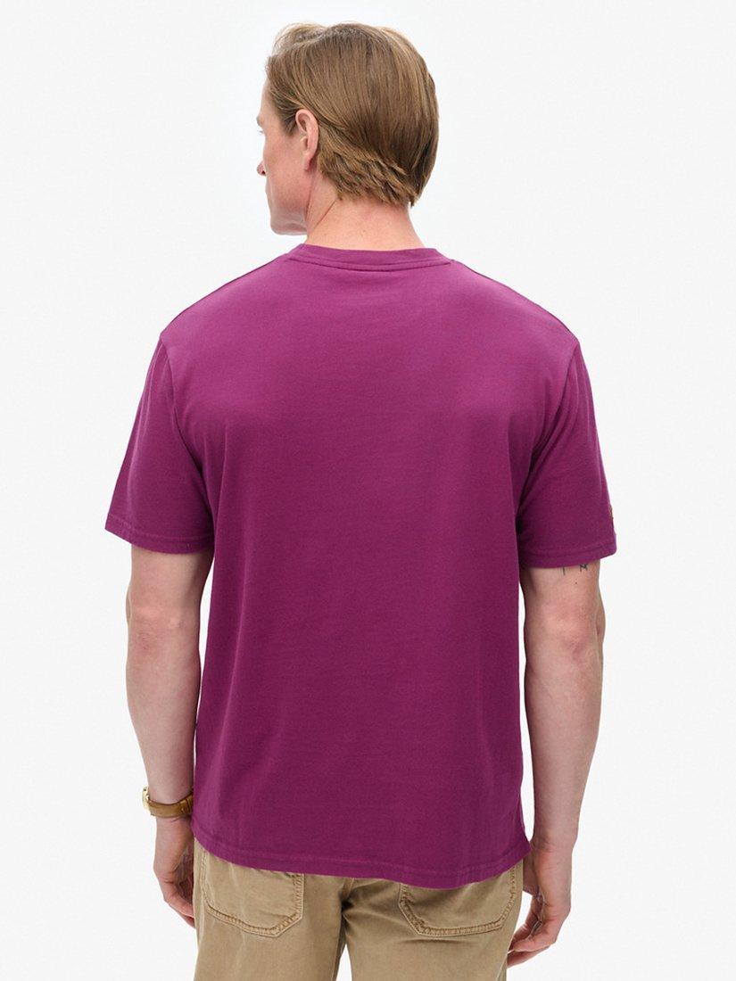 Product image 2 of 5, which shows Superdry Travel Postcard Chest Print T-Shirt, Magenta Purple, S