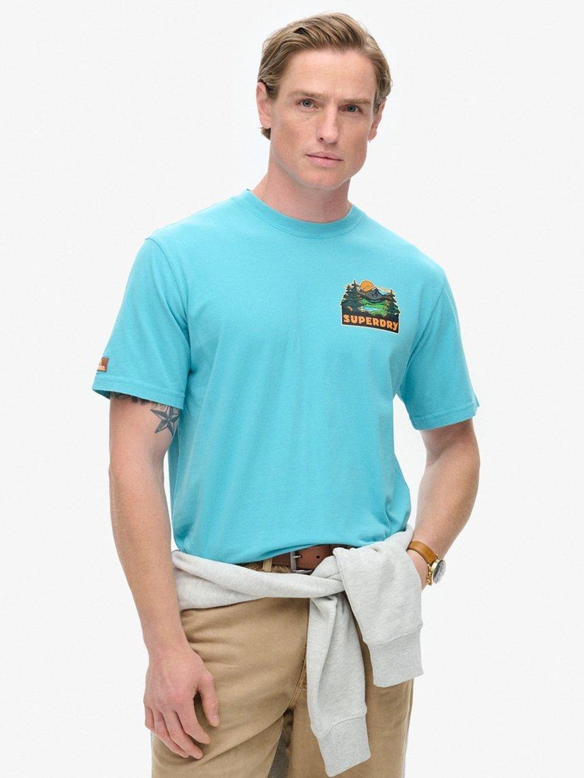 Product image 1 of 5, which shows Superdry Cotton Crew Neck T-Shirt, Maui Blue, S