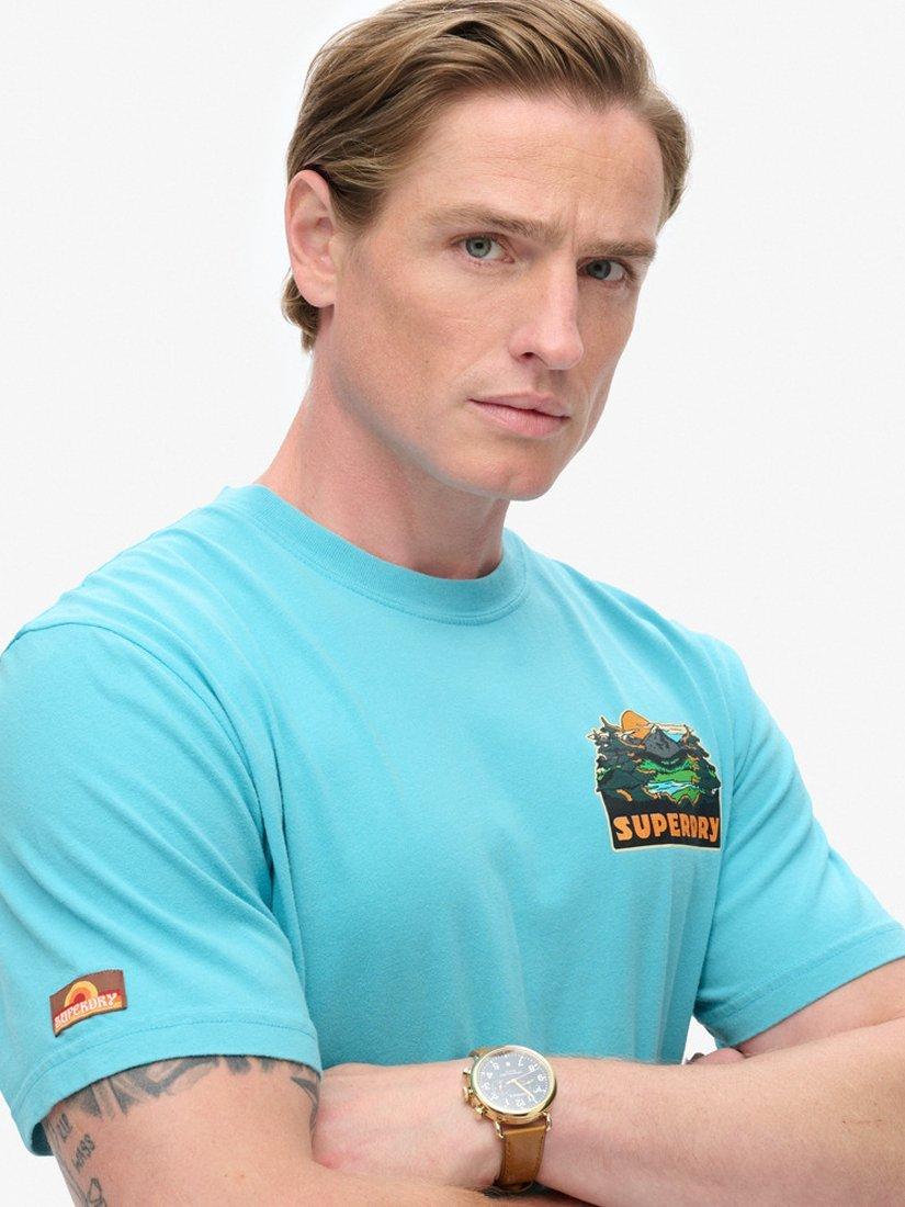 Product image 4 of 5, which shows Superdry Cotton Crew Neck T-Shirt, Maui Blue, S