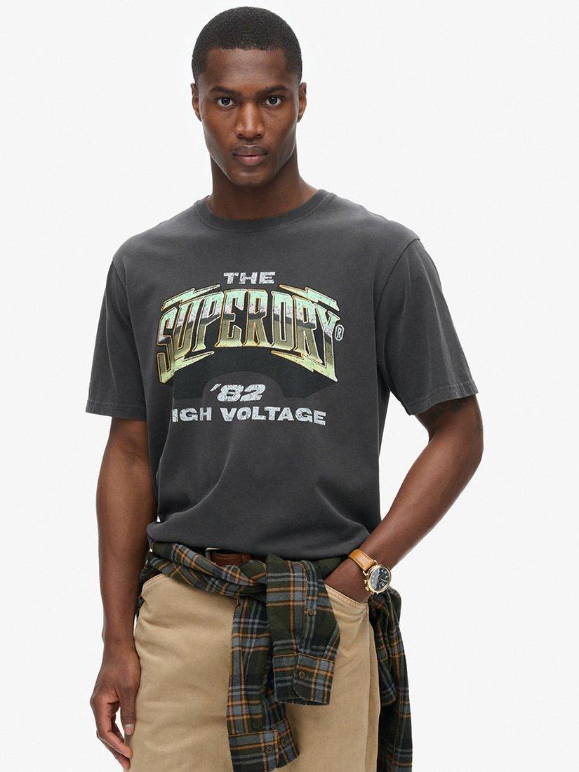 Product image 1 of 5, which shows Superdry Seventies Rock Graphic Band T-Shirt, Blackboard, L
