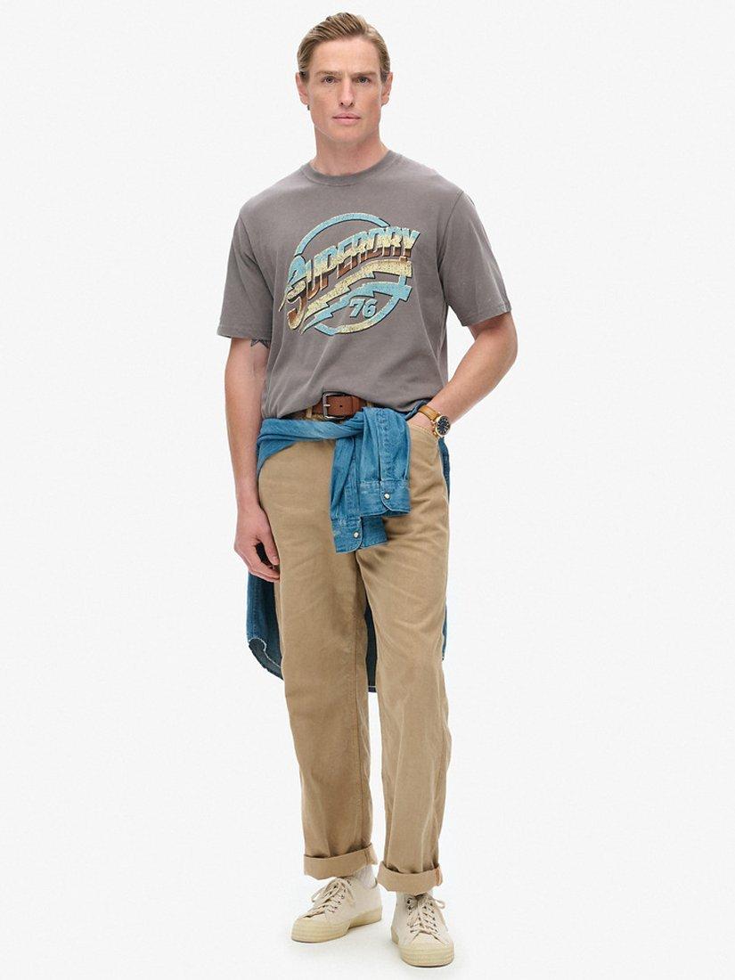 Product image 3 of 5, which shows Superdry Seventies Rock Graphic Band T-Shirt, Dark Pebble Grey, XL