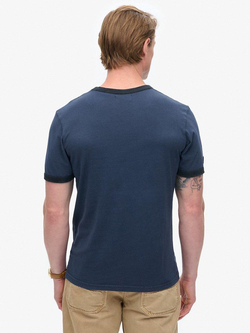 Product image 2 of 5, which shows Superdry Core Logo Ringer Workwear Graphic T-Shirt, Richest Navy, L