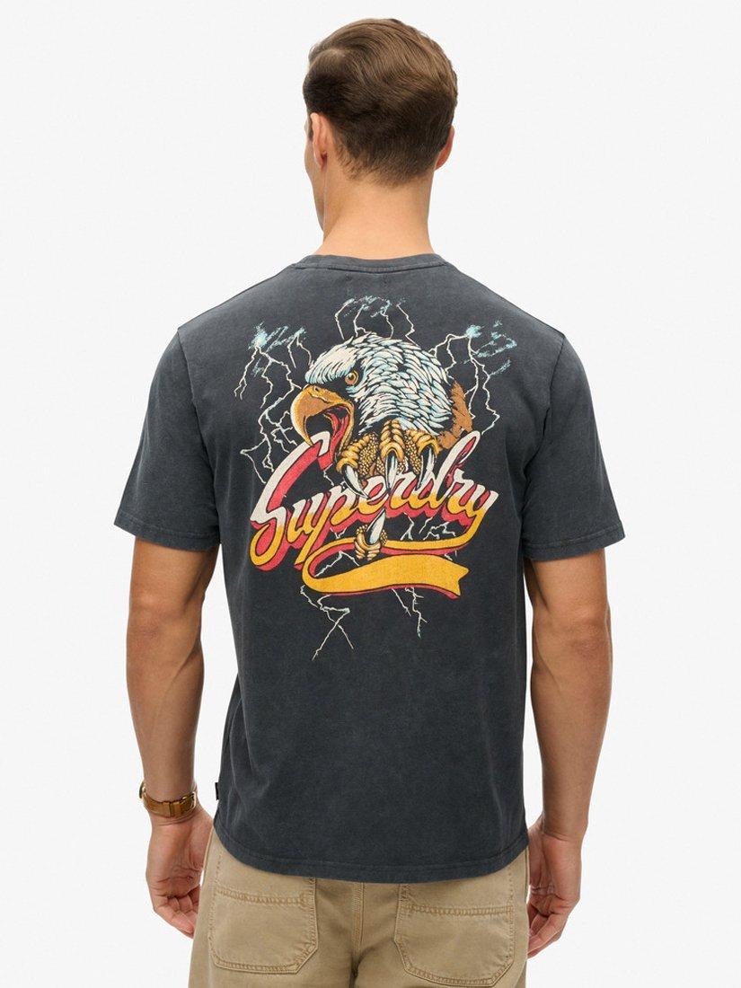 Product image 2 of 6, which shows Superdry Biker Rock Graphic Loose T-Shirt, Mid Back In Black, XXXL