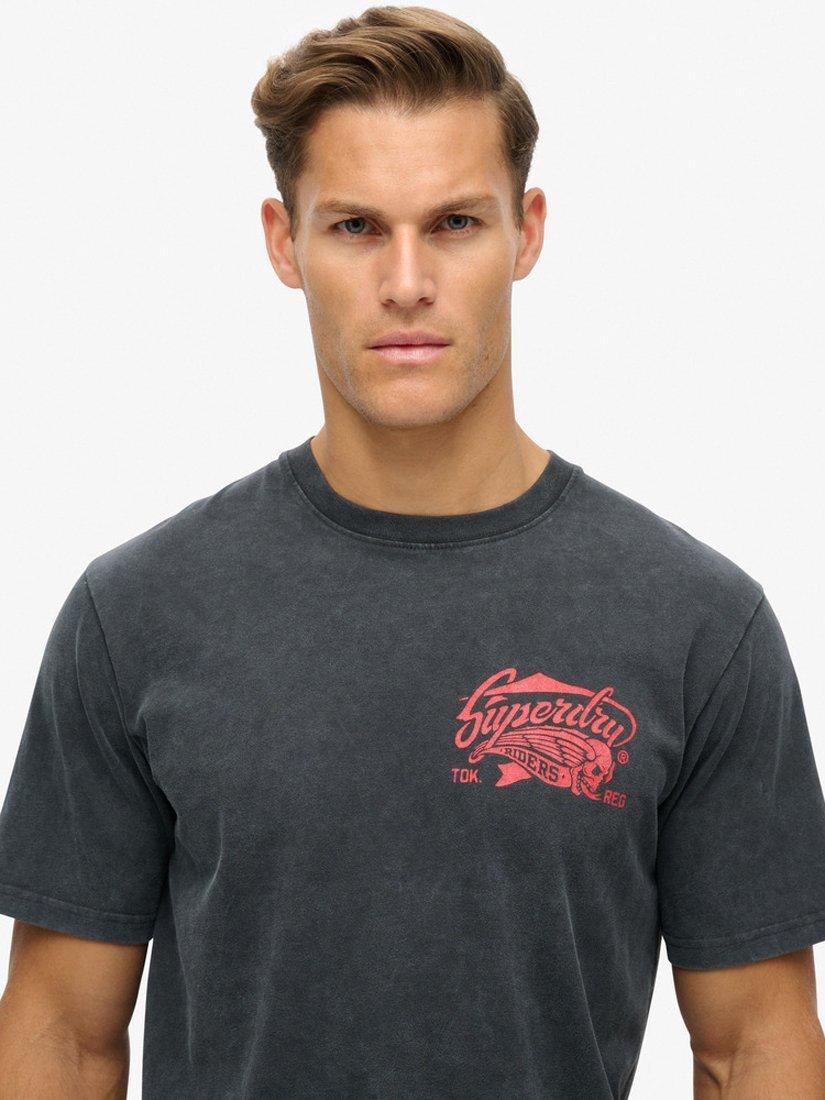 Product image 5 of 6, which shows Superdry Biker Rock Graphic Loose T-Shirt, Mid Back In Black, XXXL