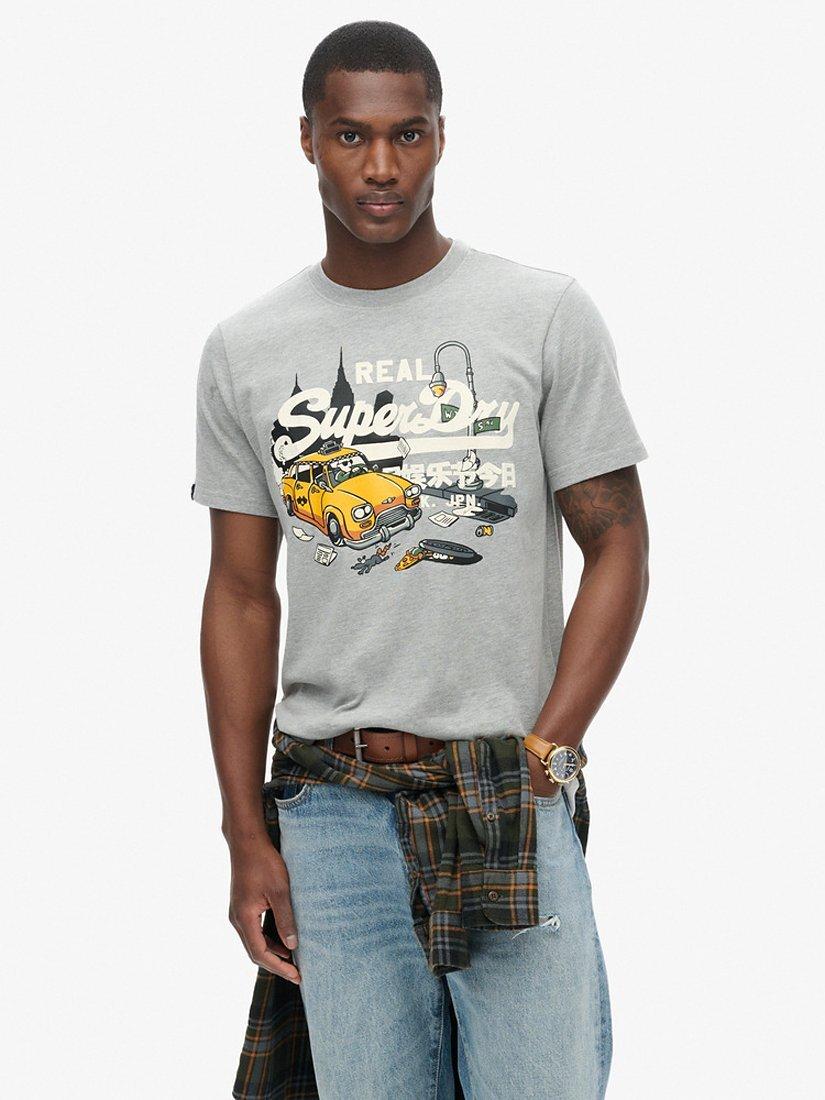 Superdry New York Vintage Logo Graphic T-Shirt, Grey Marl, S