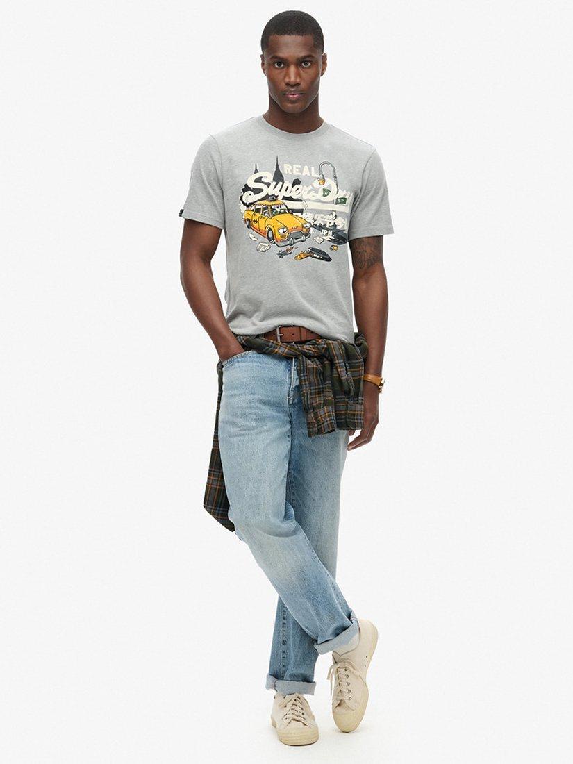 Superdry New York Vintage Logo Graphic T-Shirt, Grey Marl, S