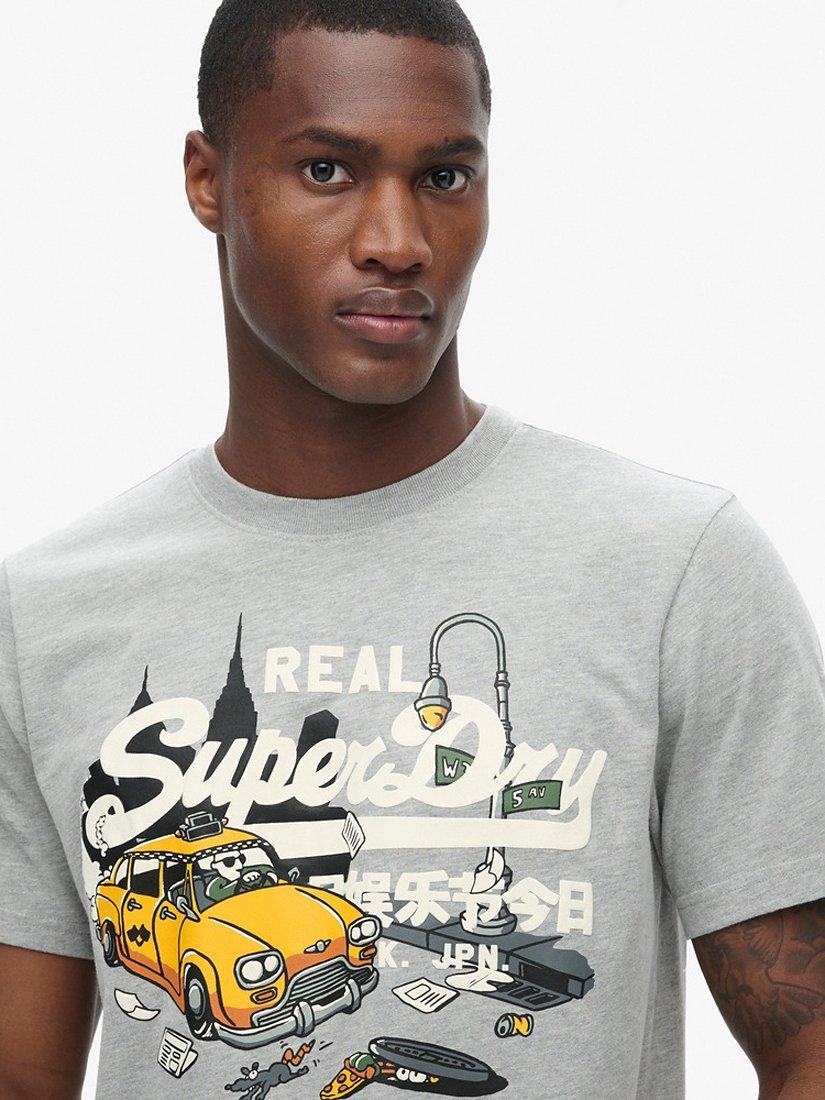 Superdry New York Vintage Logo Graphic T-Shirt, Grey Marl, S