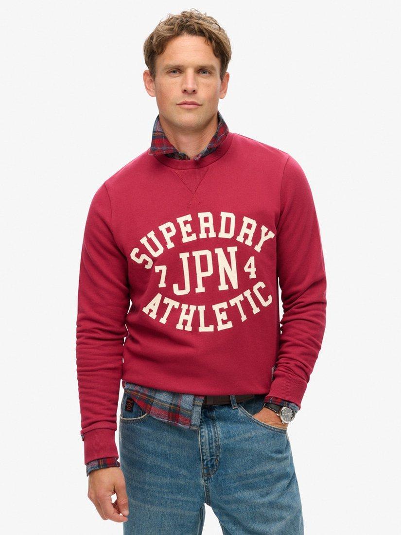 Product image 1 of 6, which shows Superdry Athletic Printed Sweatshirt, Bordeaux Red, S