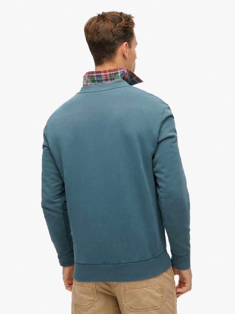 Product image 2 of 5, which shows Superdry Travel Postcard Graphic Crew Sweatshirt, Stargazer Blue, S