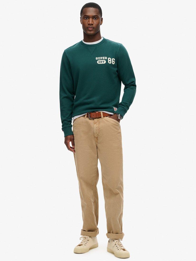 Product image 3 of 5, which shows Superdry Essential Logo Crew Sweatshirt, Dark Pine Green, XXL
