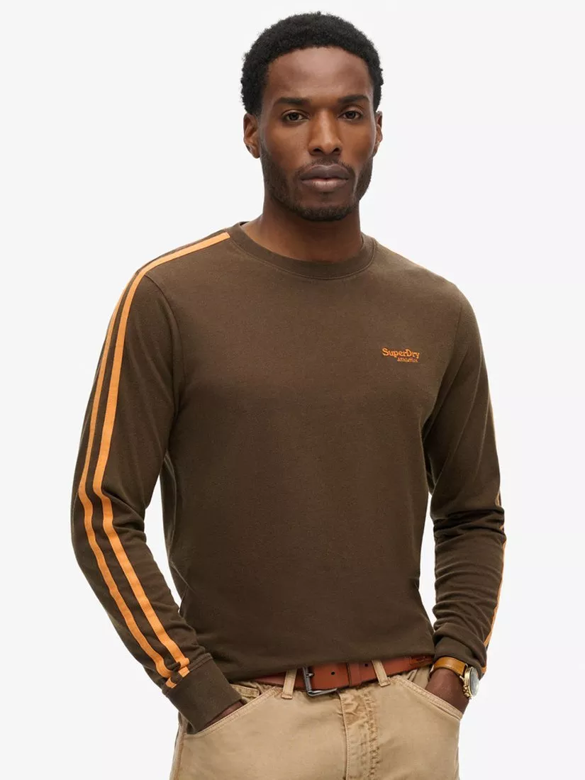 Superdry Essential Logo Retro Long Sleeve Top, Bracken Brown