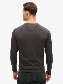 Superdry Long Sleeved Jersey Grandad Top - view 2, Washed Black