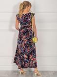 Jolie Moi Adalena Frill Maxi Dress, Navy/Multi, Navy/Multi