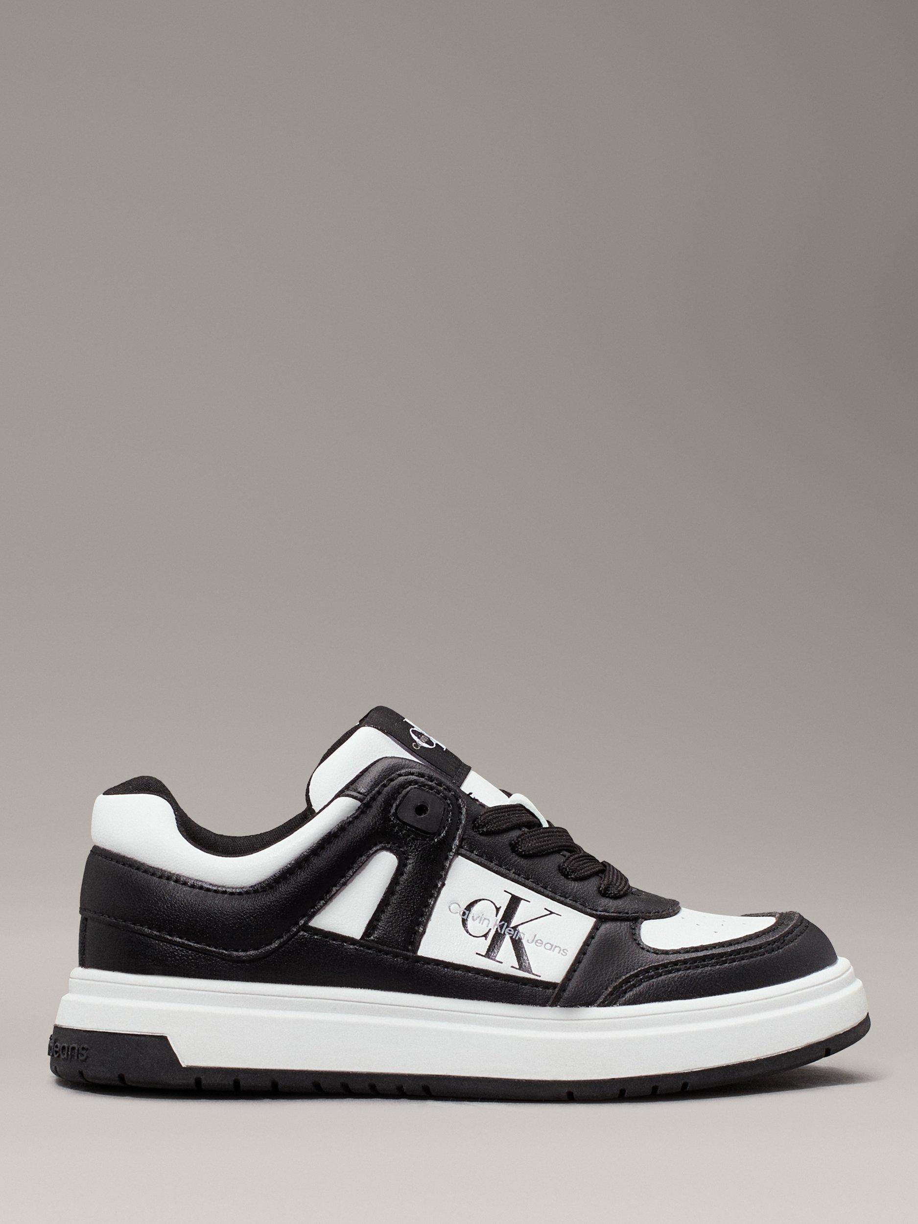 Calvin Klein Kids Low Top Lace Up Trainers Black White