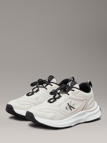 Calvin Klein Kids' Low Top Lace Up Trainers, Beige - view 2, Beige