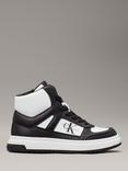 Calvin Klein Kids' High Top Lace Up Trainers, Black/White