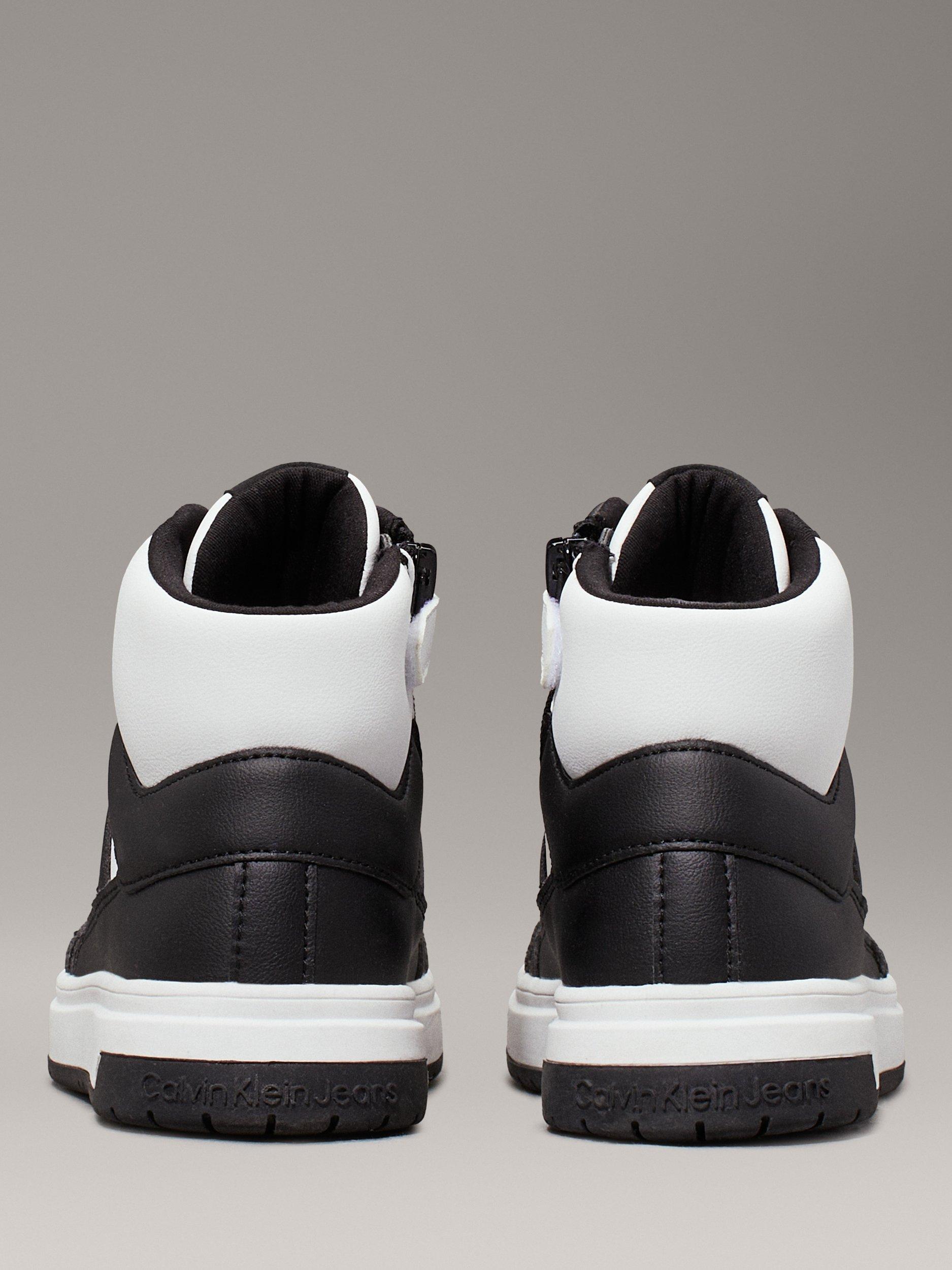 Product image 6 of 6, which shows Calvin Klein Kids' High Top Lace Up Trainers, Black/White, EU30
