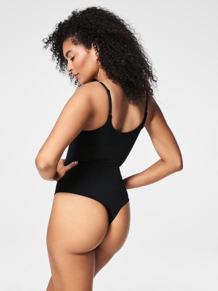 Spanx SPANXsculpt™ Firm Compression Seamless Power Thong Bodysuit - view 2, Very Black