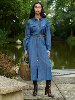 Ro&Zo Denim Long Sleeve Shirt Dress, Blue, Blue