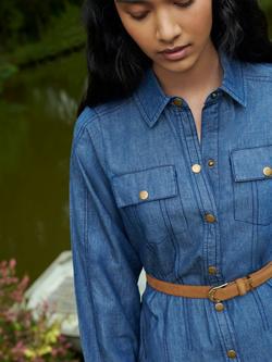 Ro&Zo Denim Long Sleeve Shirt Dress, Blue - view 2, Blue