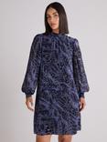 Ro&Zo Petite Snake Print High Neck Dress, Blue