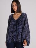 Ro&Zo Snake Print Blouse, Blue/Multi