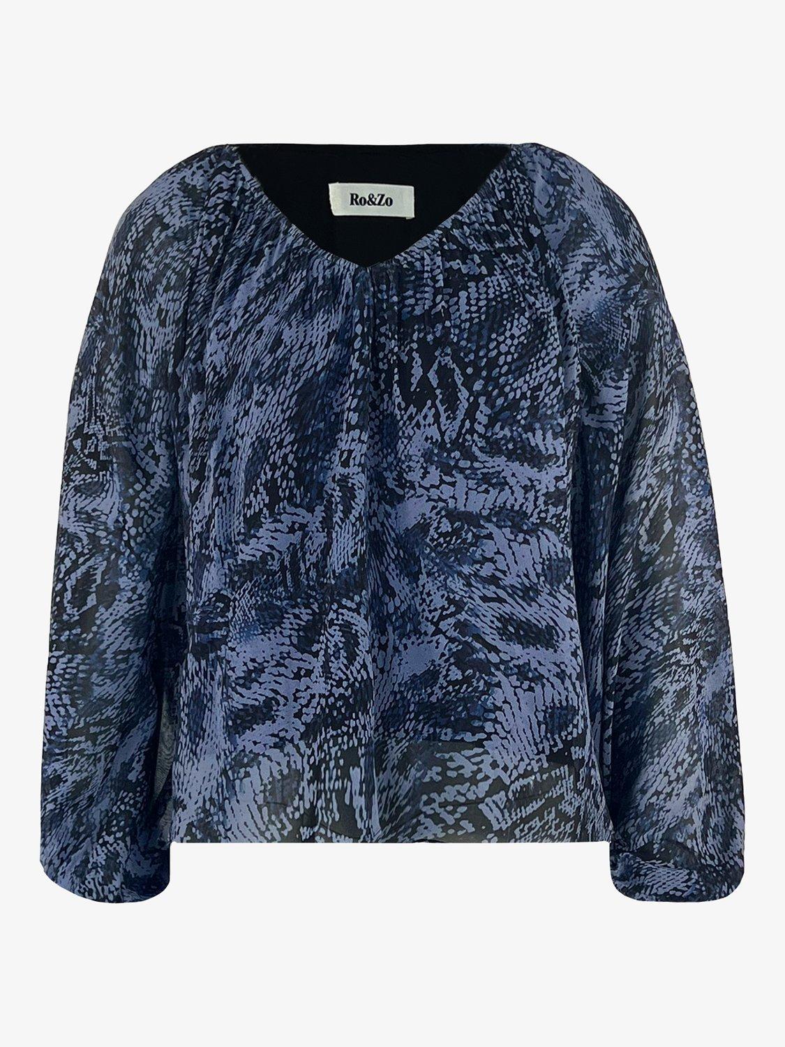 Product image 5 of 5, which shows Ro&Zo Snake Print Blouse, Blue/Multi, 10