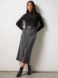 Ro&Zo Denim Midi Skirt, Grey