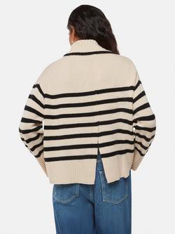 Whistles Petite Stripe Wool Roll Neck Jumper, Ivory/Multi - view 2, Ivory/Multi