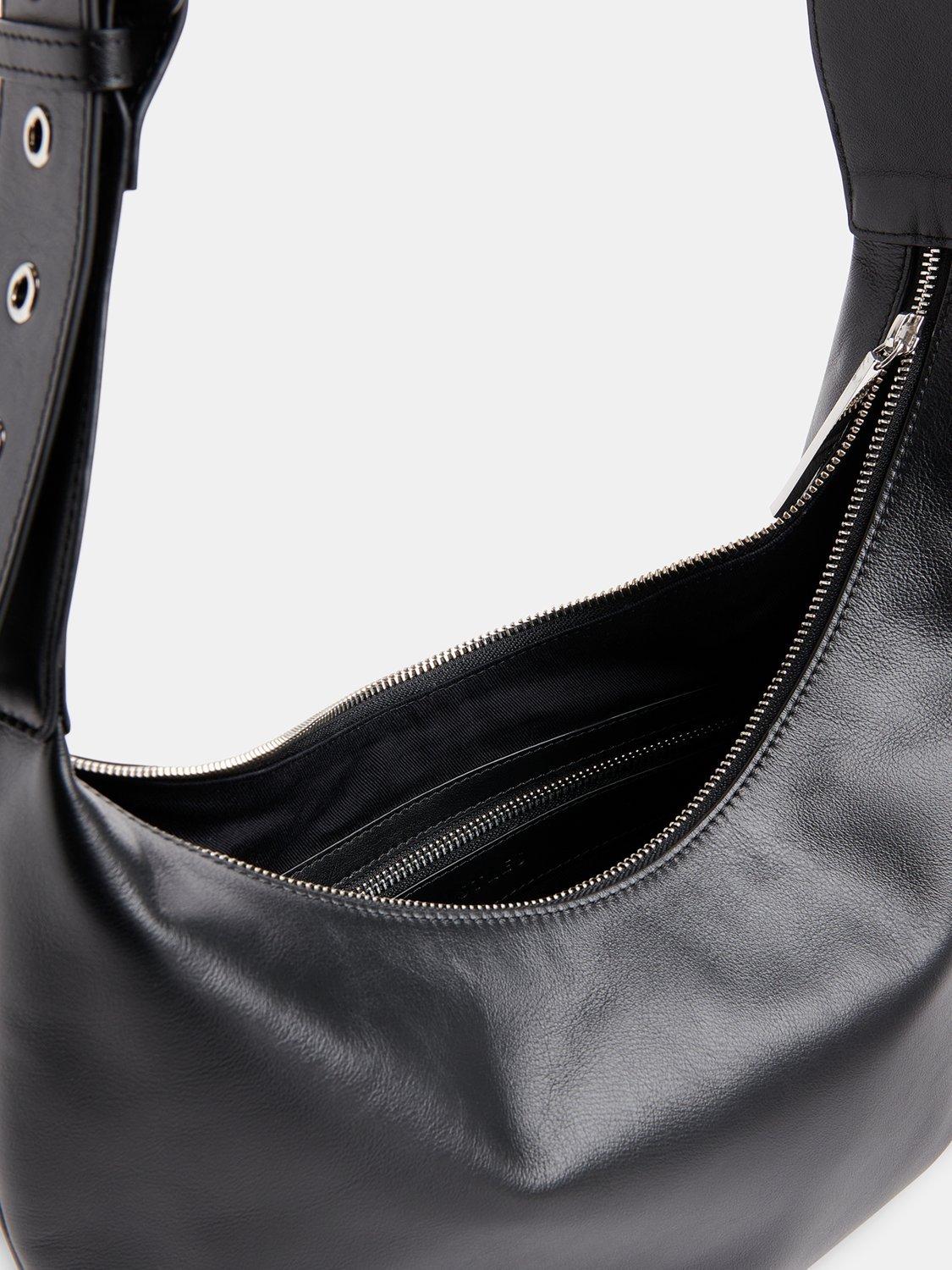 Product image 3 of 5, which shows Whistles Sia Curved Crossbody Leather Bag, Black