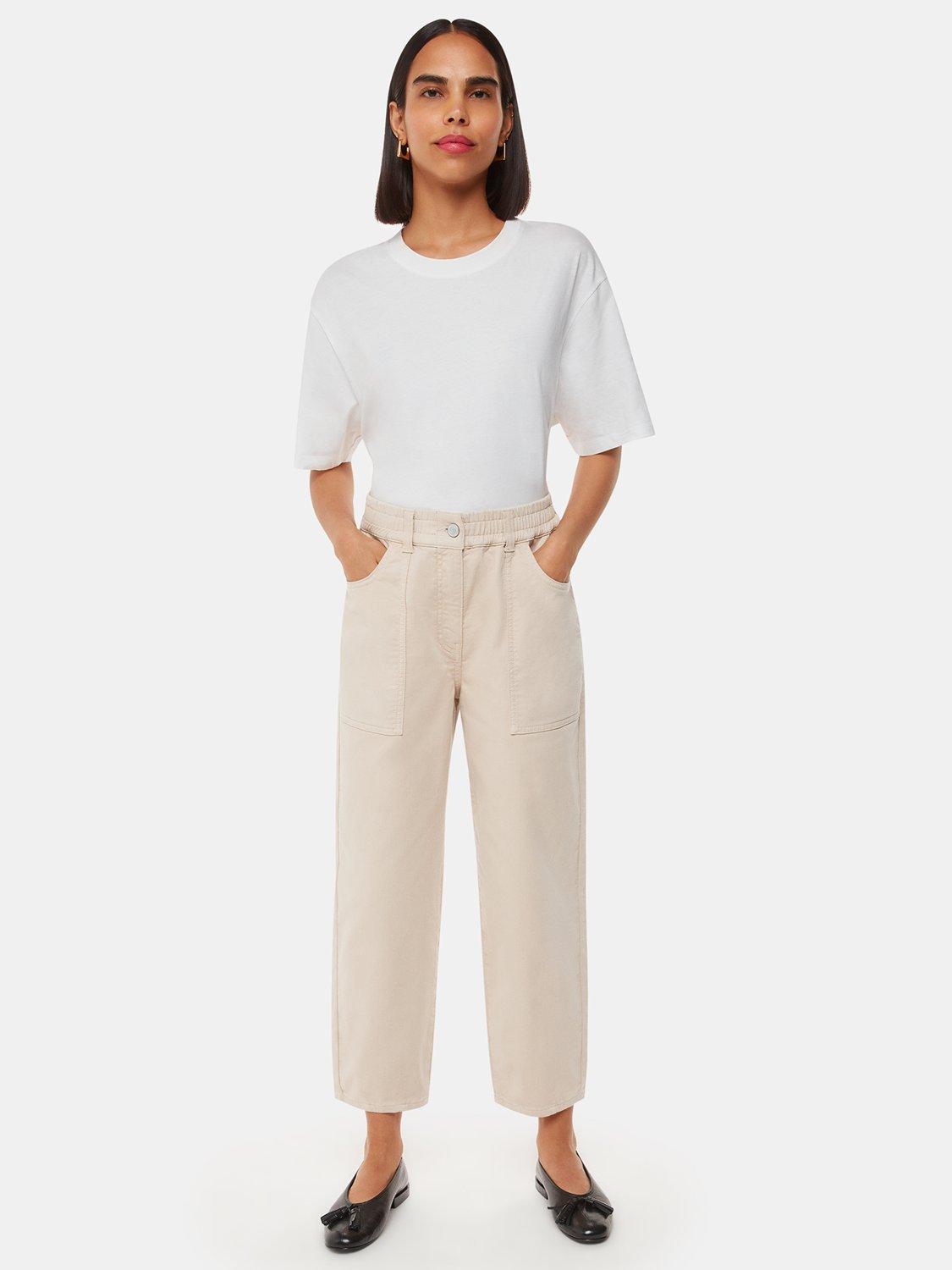 Product image 3 of 5, which shows Whistles Tessa Casual Trousers, Neutral, 6