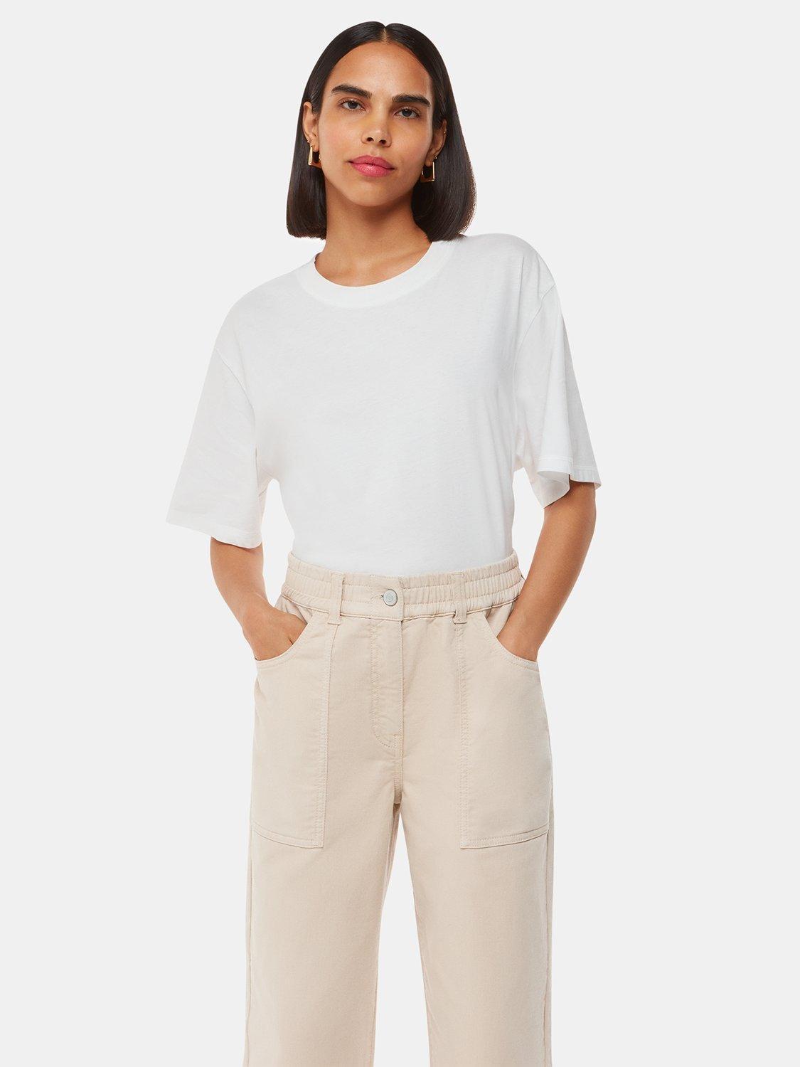 Product image 4 of 5, which shows Whistles Tessa Casual Trousers, Neutral, 6