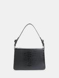 Whistles Erica Croc Texture Leather Shoulder Bag, Black