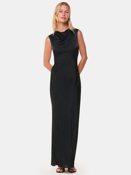 Whistles Cowl Neck Satin Maxi Dress, Black