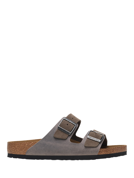 Birkenstock Arizona Suede Oiled Leather Mix Footbed Sandals, Concrete Grey, Concrete Grey