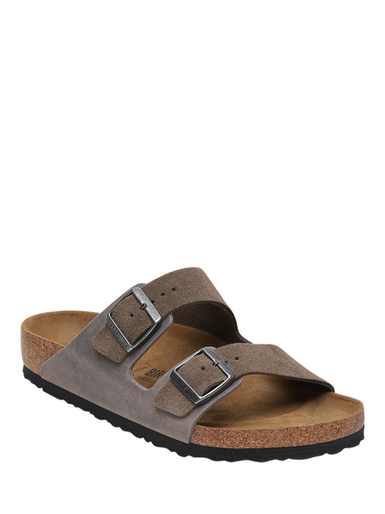 Birkenstock Arizona Suede Oiled Leather Mix Footbed Sandals, Concrete Grey - view 2, Concrete Grey