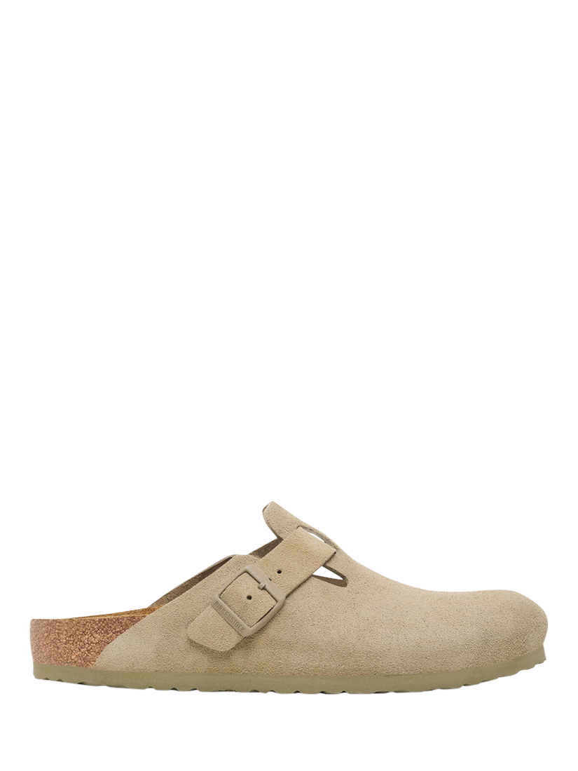 Product image 1 of 3, which shows Birkenstock Boston Suede Clogs, Faded Khaki, EU41