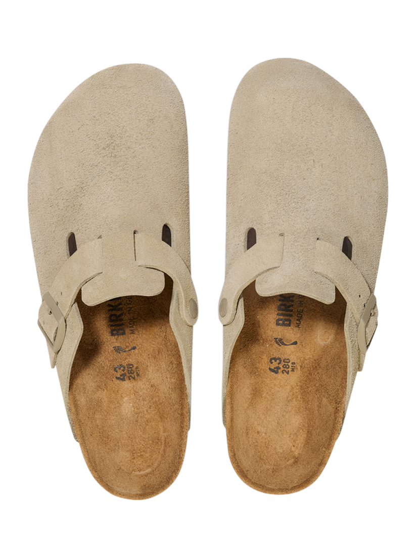 Product image 3 of 3, which shows Birkenstock Boston Suede Clogs, Faded Khaki, EU41