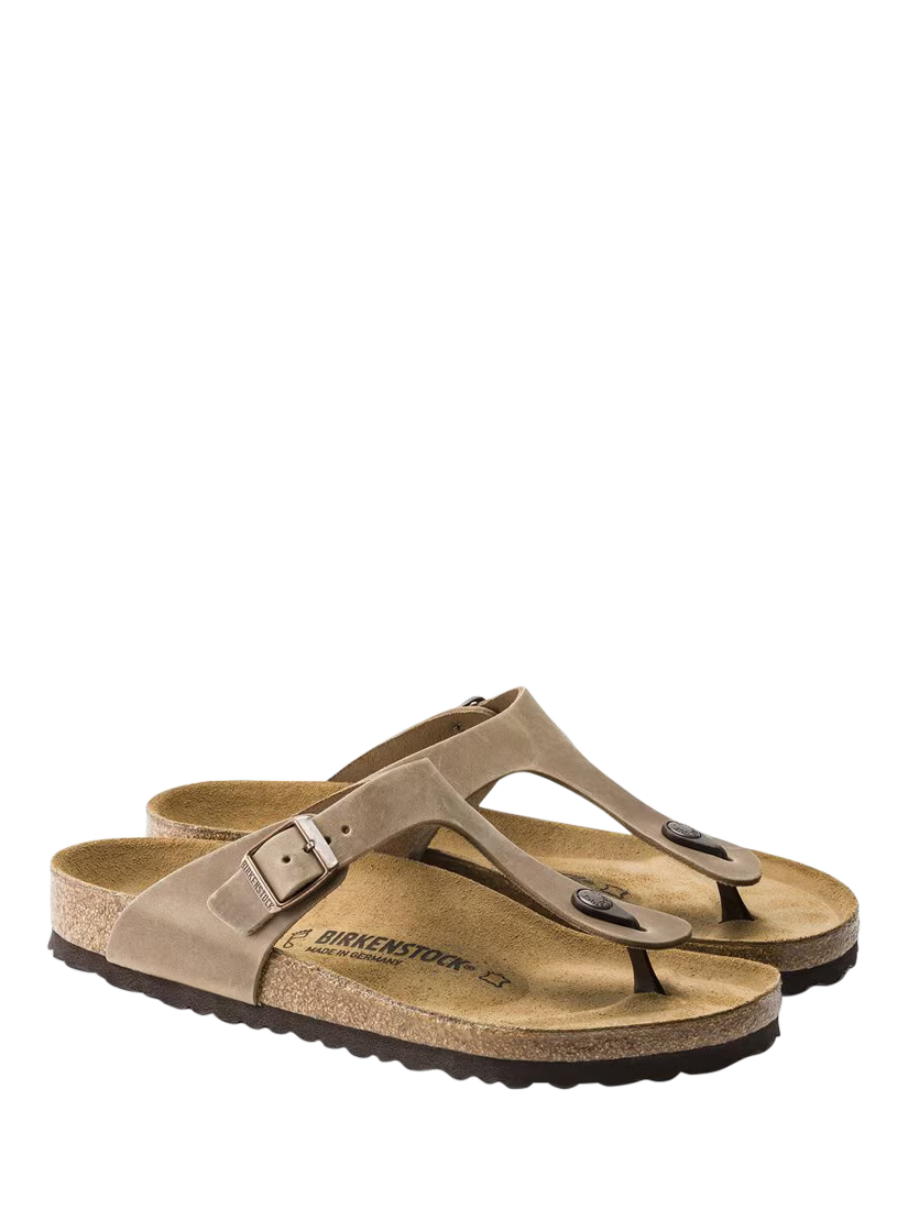 Product image 2 of 4, which shows Birkenstock Gizeh Oiled Nubuck Thong Sandals, Tobacco Brown, EU41