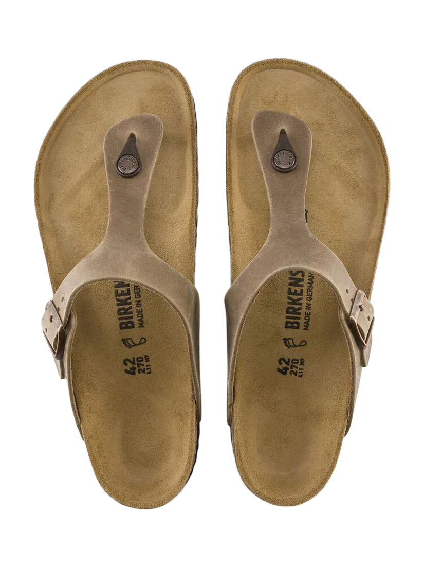 Product image 3 of 4, which shows Birkenstock Gizeh Oiled Nubuck Thong Sandals, Tobacco Brown, EU41